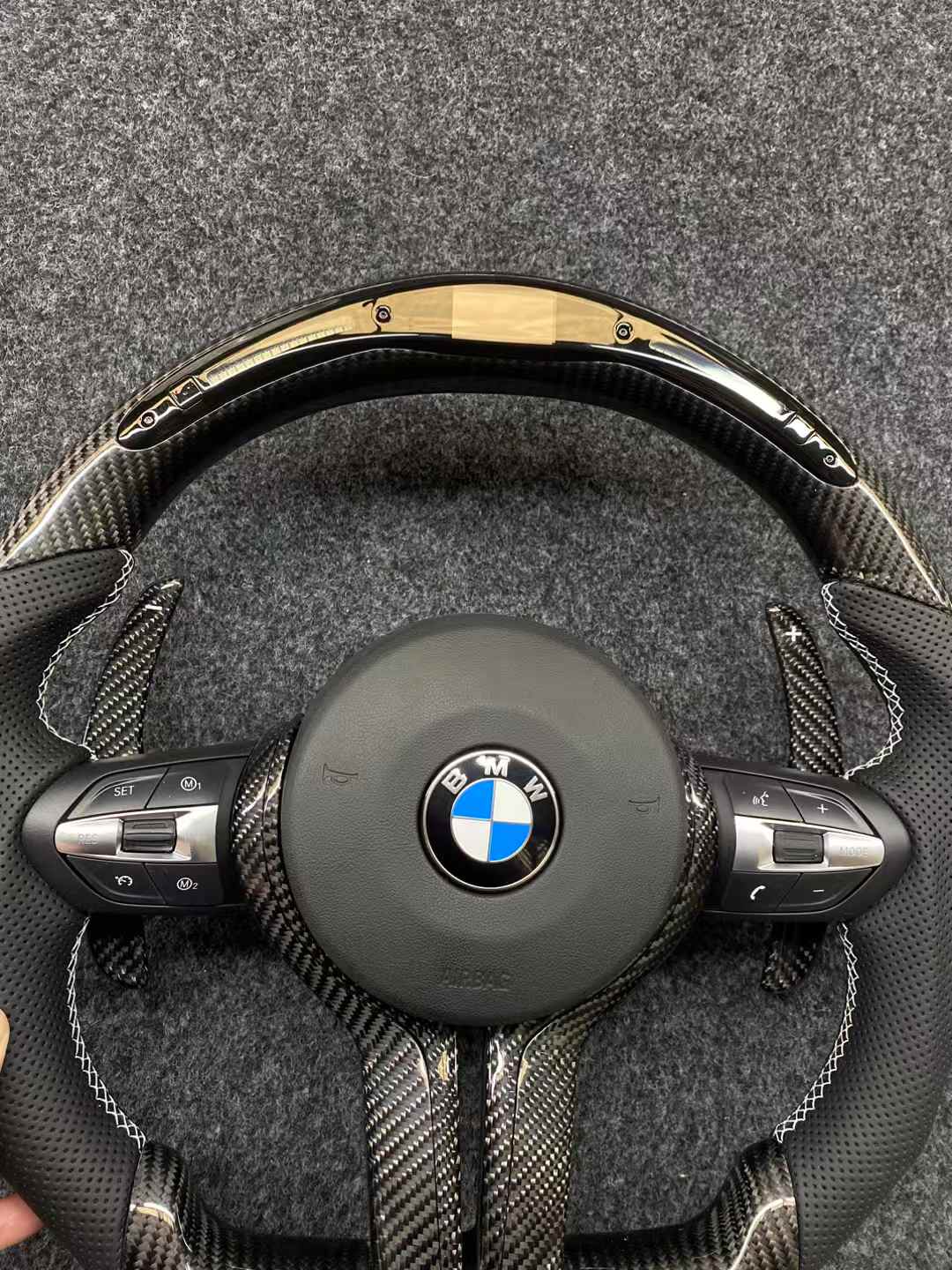 BMW M Power/Performance Full Carbon Fiber Steering Wheel with Alcantara/Leather Hand Grip, and LED Shift Display