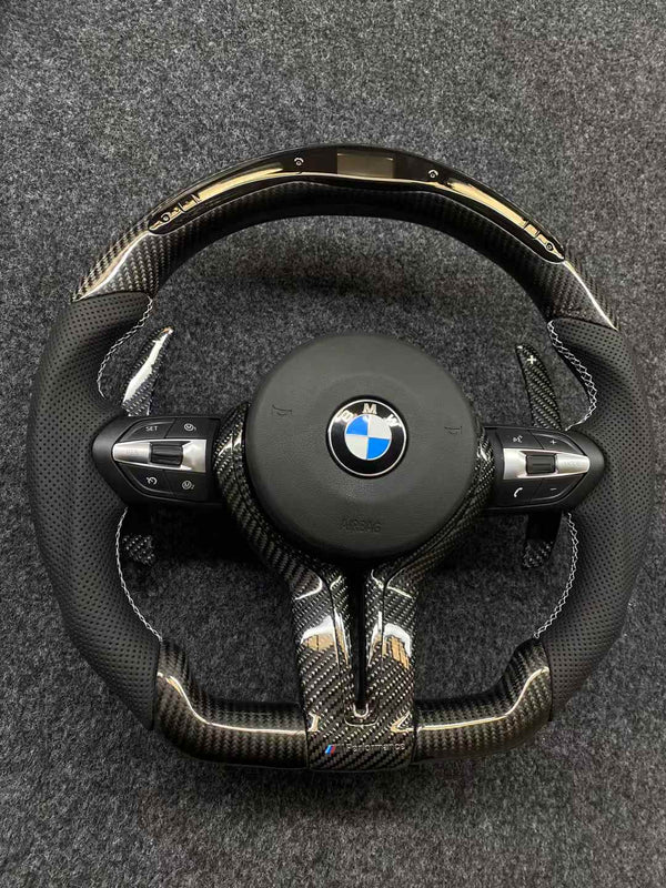 BMW M Power/Performance Full Carbon Fiber Steering Wheel with Alcantara/Leather Hand Grip, and LED Shift Display