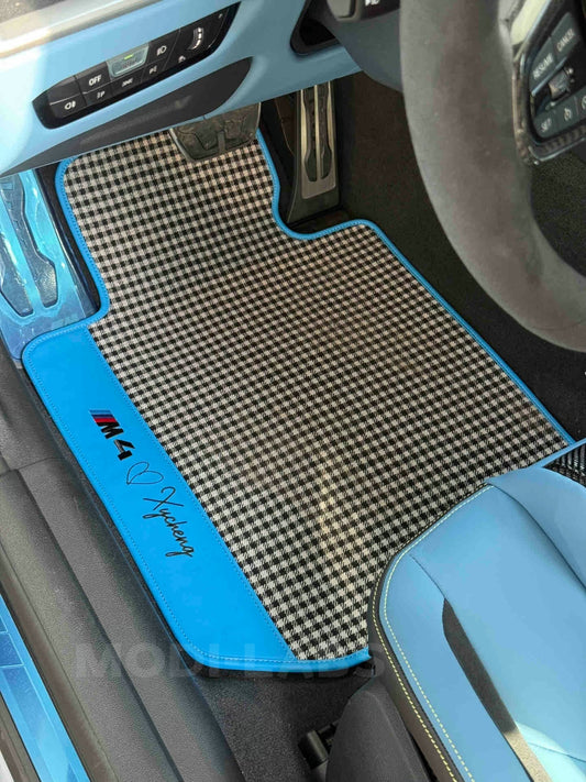 Premium Wool Houndstooth Floor Mats for ANY Car Model
