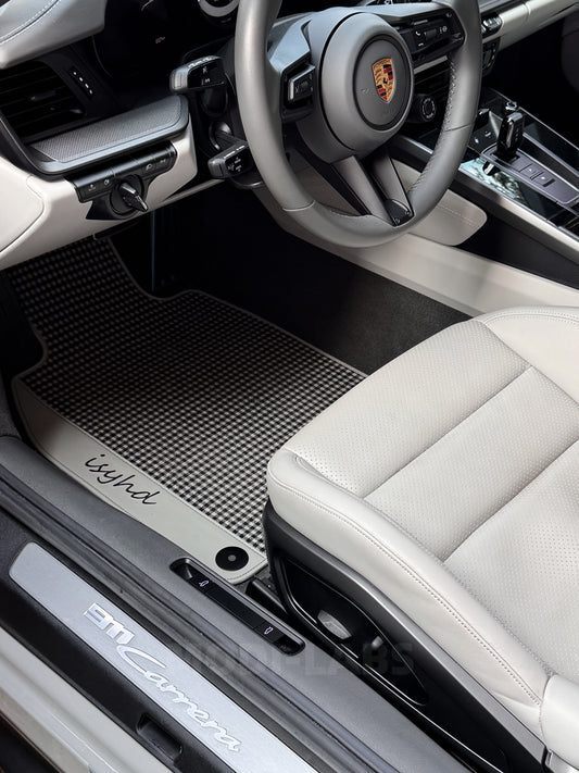 Wool Leather houndstooth Car mats