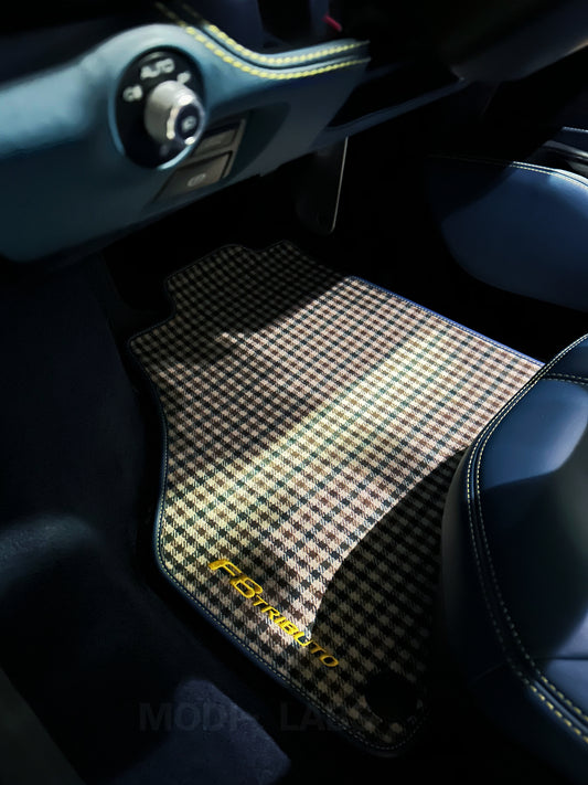 Wool Leather houndstooth Car mats